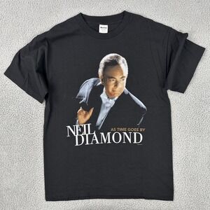 VTG 90's Neil Diamond‎ As Time Goes By World Tour Shirt Men L Black Made in USA